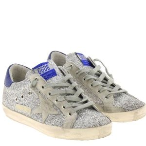 Golden Goose 2019 Superstar Silver and Blue Glitter Low Top Sneakers